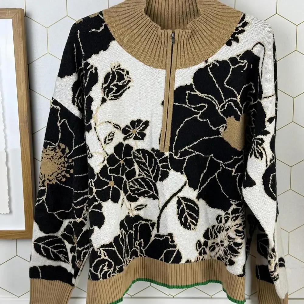 Maeve by Anthropologie Tan Montana Mock-Neck Half-Zip Sweater - Size - Medium - Picture 9 of 9